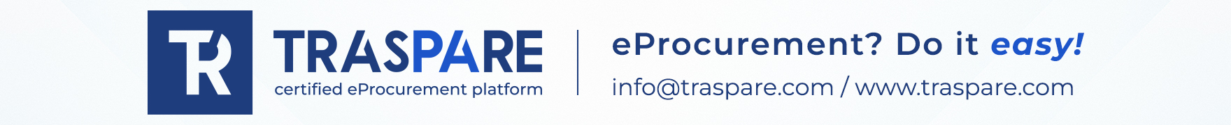 Traspare, certified eProcurement platform: eProcurement? Do it easy!